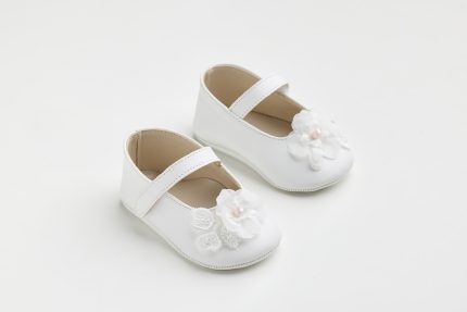 Χειροποίητη Βαπτιστική Μπαλαρίνα Αγκαλιάς Λευκό με Λουλούδι K611A | Everkid