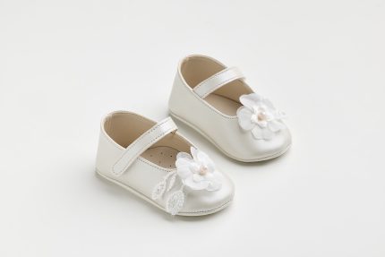 Χειροποίητη Βαπτιστική Μπαλαρίνα Αγκαλιάς Εκρού με Λουλούδι K611E | Everkid