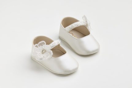 Χειροποίητη Βαπτιστική Μπαλαρίνα Αγκαλιάς Εκρού με Χάντρες, Πέρλες και Λουλούδι K614E | Everkid