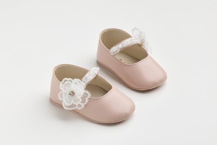 Χειροποίητη Βαπτιστική Μπαλαρίνα Αγκαλιάς Ροζ με Χάντρες, Πέρλες και Λουλούδι K614P | Everkid