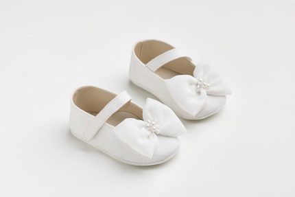 Χειροποίητη Βαπτιστική Μπαλαρίνα Αγκαλιάς Καστόρ Λευκό με Φιόγκο K615A | Everkid