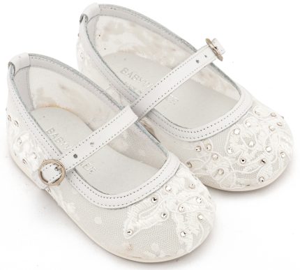 Babywalker Βαπτιστικό Γοβάκι από Ύφασμα Φιλντιρέ Δαντέλα LU6128 Λευκό