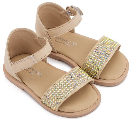 Babywalker Βαπτιστικό Πέδιλο Διακοσμημένο με Στρας LU6133 Μπεζ