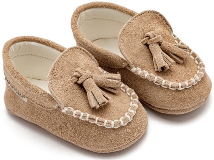 Babywalker Βαπτιστικό Παπουτσάκι Αγκαλιάς για Αγόρι Καστόρινο Loafer Μπεζ MI1130