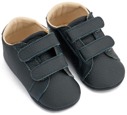 Babywalker Βαπτιστικό Παπουτσάκι Αγκαλιάς για Αγόρι Δερμάτινο Σνίκερ με Χρατς Μπλε MI1136