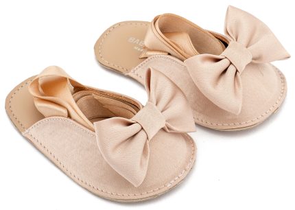 Babywalker Βαπτιστικό Παπουτσάκι Αγκαλιάς Γαλλικό Σαμπό με Σατέν Φιόγκο MI1661 Μπεζ
