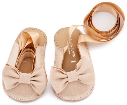 Babywalker Βαπτιστικό Παπουτσάκι Αγκαλιάς Γαλλικό Σαμπό με Σατέν Φιόγκο MI1661 Μπεζ