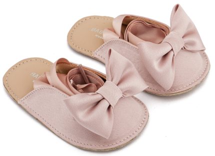 Babywalker Βαπτιστικό Παπουτσάκι Αγκαλιάς Γαλλικό Σαμπό με Σατέν Φιόγκο MI1661 Ροζ Αντικέ