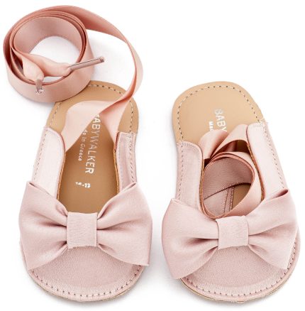 Babywalker Βαπτιστικό Παπουτσάκι Αγκαλιάς Γαλλικό Σαμπό με Σατέν Φιόγκο MI1661 Ροζ Αντικέ