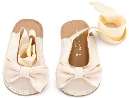 Babywalker Βαπτιστικό Παπουτσάκι Αγκαλιάς Γαλλικό Σαμπό με Σατέν Φιόγκο MI1661 Εκρού