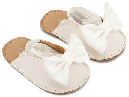 Babywalker Βαπτιστικό Παπουτσάκι Αγκαλιάς Γαλλικό Σαμπό με Σατέν Φιόγκο MI1661 Λευκό
