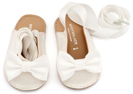 Babywalker Βαπτιστικό Παπουτσάκι Αγκαλιάς Γαλλικό Σαμπό με Σατέν Φιόγκο MI1661 Λευκό