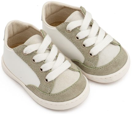 Babywalker Βαπτιστικό Παπουτσάκι για Αγόρι Πρώτα Βήματα Δερμάτινο Δετό Sneakers Λευκό-Μέντα PRΙ2120