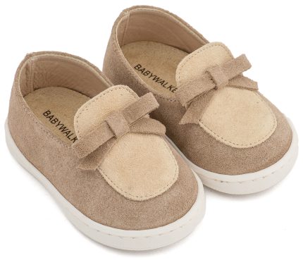 Babywalker Βαπτιστικό Παπουτσάκι για Αγόρι Loafer με Φιογκάκι Μπεζ PRI2127