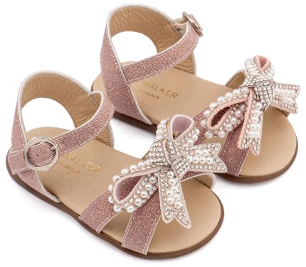 Babywalker Βαπτιστικό Παπουτσάκι για Πρώτα Βήματα Πέδιλο Διακοσμημένο με Φιόγκο απο Πέρλες PRI2655 Ροζ Αντικέ