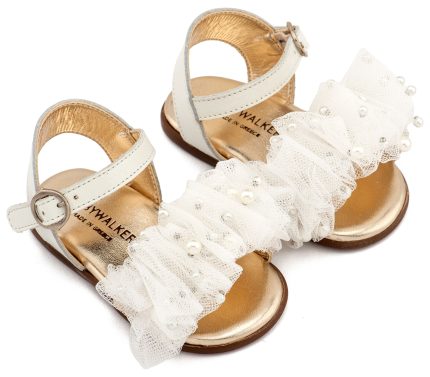 Babywalker Βαπτιστικό Παπουτσάκι για Πρώτα Βήματα Πέδιλο με Χειροποίητο Διακοσμητικό από Τούλι PRI2656 Εκρού