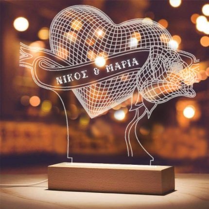 Φωτιστικό Led Plexiglass – Καρδιά με Ονόματα | 536001