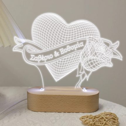 Φωτιστικό Led Plexiglass – Καρδιά με Ονόματα | 536001