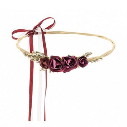 Στεφάνι Μαλλιών με Μπορντό Λουλούδια 18εκ | WIAN3