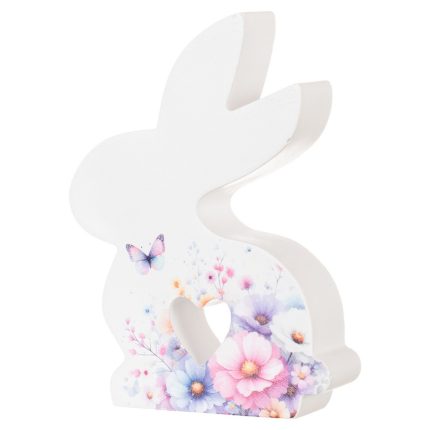 Κεραμικό Λαγουδάκι Ροζ Λουλούδια Κ1036 11εκ