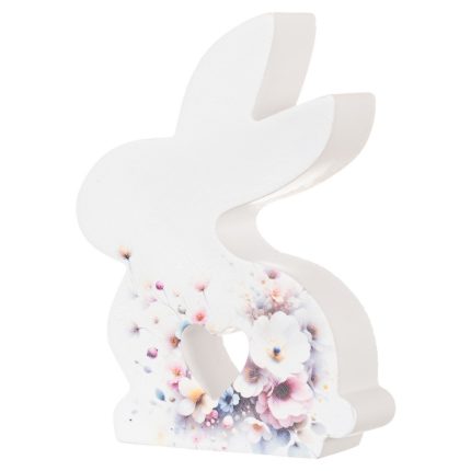 Κεραμικό Λαγουδάκι Λευκά Λουλούδια Κ1037 11εκ
