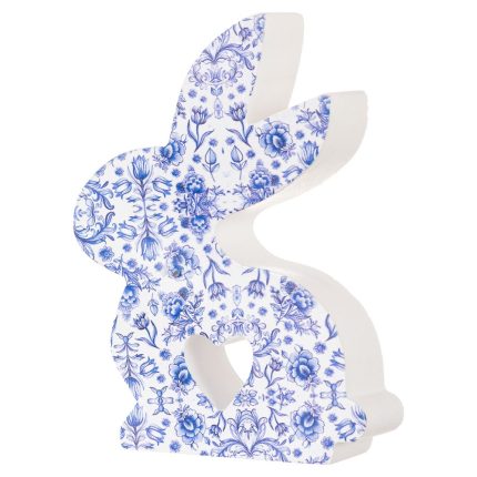 Κεραμικός Λαγός Φλοράλ Μπλε Κ1040 11εκ