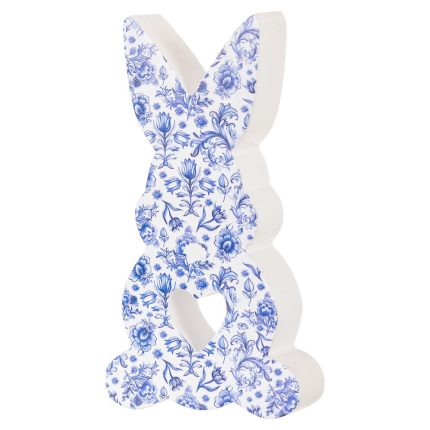 Κεραμικός Λαγός Φλοραλ Μπλε Κ1041 11εκ