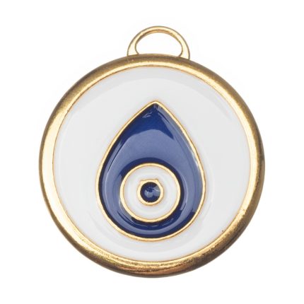 Μεταλλικό Μάτι Λευκό Μπλε με Σμάλτο (3,4x3,8εκ) Ε96