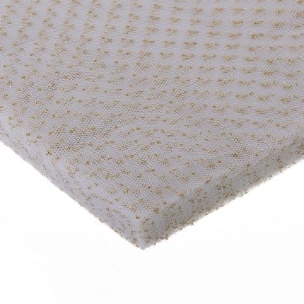 Τούλι Γαλλικό Γκλίτερ Λευκό / Χρυσό (14 x 14cm) 100τμχ