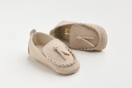 Χειροποίητο Βαπτιστικό Παπουτσάκι Αγκαλιάς για Αγόρι Μπεζ Α601Ε, Everkid