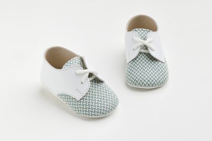 Χειροποίητο Βαπτιστικό Παπουτσάκι Αγκαλιάς για Αγόρι Λευκό-Aqua Α602Β, Everkid
