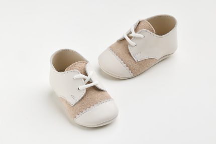 Χειροποίητο Βαπτιστικό Παπουτσάκι Αγκαλιάς για Αγόρι Εκρού-Μπεζ Α603Ε, Everkid