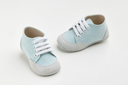 Χειροποίητο Βαπτιστικό Παπουτσάκι Αγκαλιάς για Αγόρι Λευκό-Βεραμάν-Aqua Α604Β, Everkid