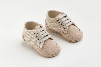 Χειροποίητο Βαπτιστικό Παπουτσάκι Αγκαλιάς για Αγόρι Μπεζ Α605Ε, Everkid