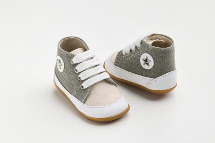 Χειροποίητο Βαπτιστικό Μποτάκι για Πρώτα Βήματα για Αγόρι Λευκό-Λαδί-Εκρού Α611Β, Everkid