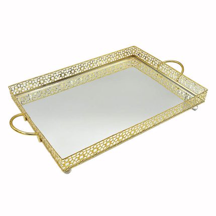 Δίσκος με Καθρέπτη σε Χρυσή Απόχρωση (32x53εκ) | D1002/122504 Kaliso