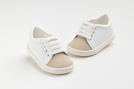 Χειροποίητο Βαπτιστικό Παπουτσάκι για Πρώτα Βήματα για Αγόρι Λευκό-Μπεζ FS61E, Everkid