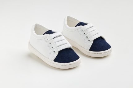 Χειροποίητο Βαπτιστικό Παπουτσάκι για Πρώτα Βήματα για Αγόρι Λευκό-Μπλε FS61M, Everkid