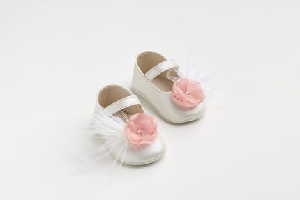 Χειροποίητη Βαπτιστική Μπαλαρίνα Αγκαλιάς Εκρού με Σάπιο Μήλο Λουλούδι K618P | Everkid