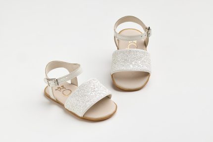 Χειροποίητη Βαπτιστικό Σανδάλι Πρώτα Βήματα για Κορίτσι Εκρού Γκλίτερ K620E | Everkid