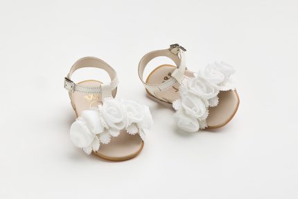 Χειροποίητη Βαπτιστικό Σανδάλι Πρώτα Βήματα για Κορίτσι Εκρού K622E | Everkid