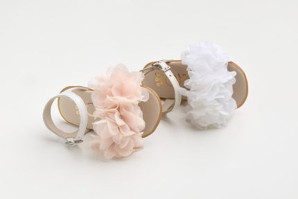 Χειροποίητη Βαπτιστικό Σανδάλι Πρώτα Βήματα για Κορίτσι Εκρού K623A | Everkid