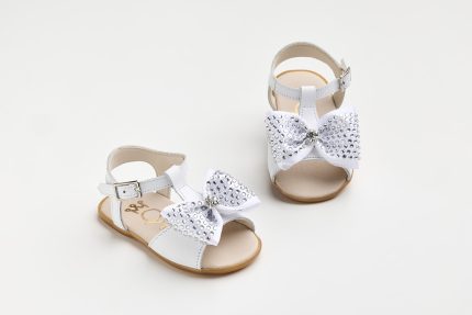 Χειροποίητη Βαπτιστικό Σανδάλι Πρώτα Βήματα για Κορίτσι Λευκό K625A | Everkid