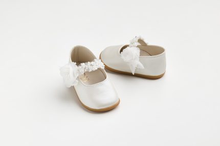 Χειροποίητη Βαπτιστική Μπαλαρίνα Πρώτα Βήματα για Κορίτσι Εκρού K627E | Everkid