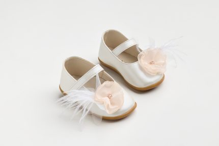 Χειροποίητη Βαπτιστική Μπαλαρίνα Πρώτα Βήματα για Κορίτσι Εκρού-Σομόν K631B | Everkid