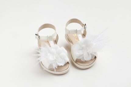 Χειροποίητο Βαπτιστικο Σανδάλι Περπατήματος για Κορίτσι Off White K642A | Everkid