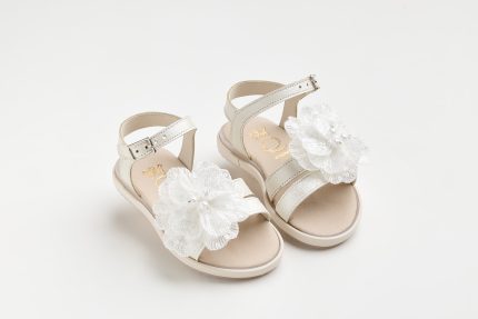 Χειροποίητο Βαπτιστικο Σανδάλι Περπατήματος για Κορίτσι Off White K643A | Everkid