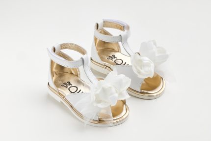 Χειροποίητο Βαπτιστικο Σανδάλι Περπατήματος για Κορίτσι Λευκό K647A | Everkid