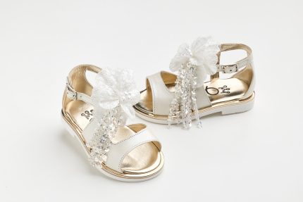 Χειροποίητο Βαπτιστικο Σανδάλι Περπατήματος για Κορίτσι Εκρού KE11 | Everkid