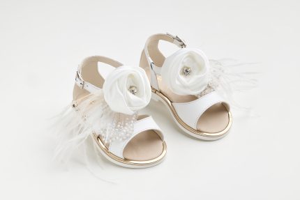 Χειροποίητο Βαπτιστικο Σανδάλι Περπατήματος για Κορίτσι Λευκό KE12 | Everkid